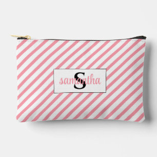 Bolsito Accesorio Pequeño Nombre inicial del monograma rosa y blanco