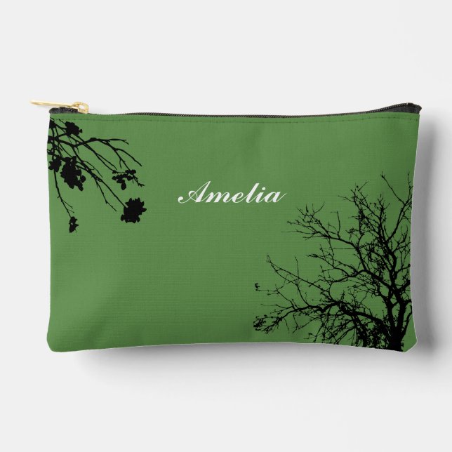 Bolsito Accesorio Pequeño Nombre personalizado de árbol simple verde (Anverso)