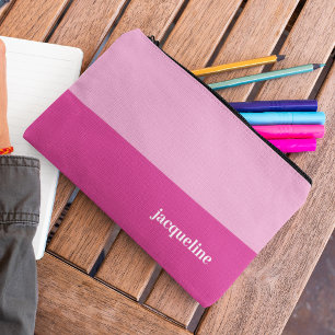 Bolsito Accesorio Pequeño Nombre personalizado de estilo sencillo rosa oscur