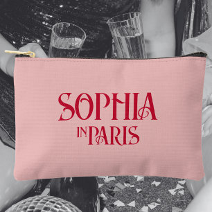 Bolsito Accesorio Pequeño Nombre personalizado de rojo francés en París Rosa