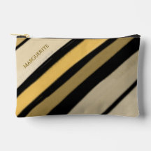 Nombre Personalizado Dorado Negro Crema Rayas