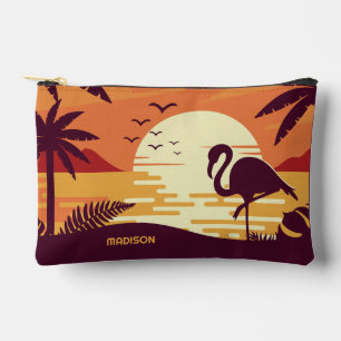 Bolsito Accesorio Pequeño Nombre personalizado Flamingo tropical
