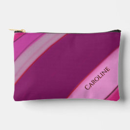 Bolsito Accesorio Pequeño Nombre Personalizado Rayas Ciruela Rosa