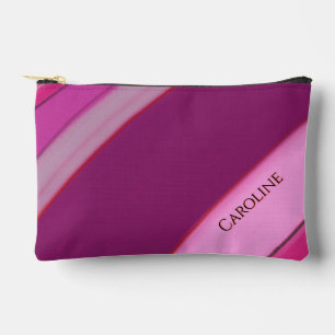 Bolsito Accesorio Pequeño Nombre Personalizado Rayas Ciruela Rosa