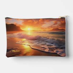 Bolsito Accesorio Pequeño Nombre personalizado Sunset de playa tropical