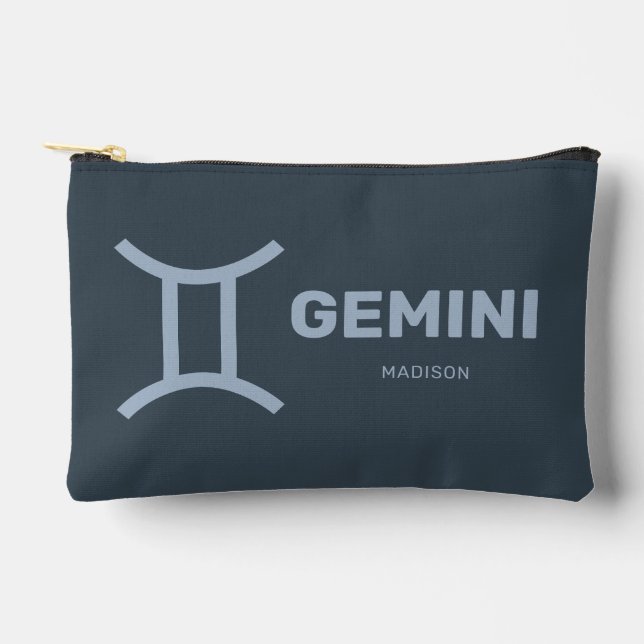 Bolsito Accesorio Pequeño Nombre personalizado / Texto Rótulo zodiaco Gemini (Anverso)