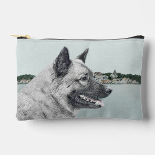 Bolsito Accesorio Pequeño Noruego Elkhound y Village Pintando Arte Perro