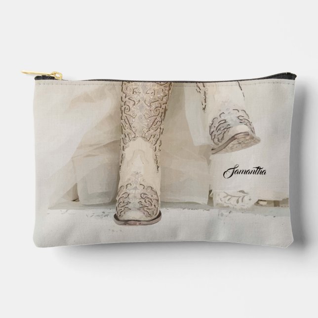 Bolsito Accesorio Pequeño Novia de Texas con botas de cristales de roca (Anverso)