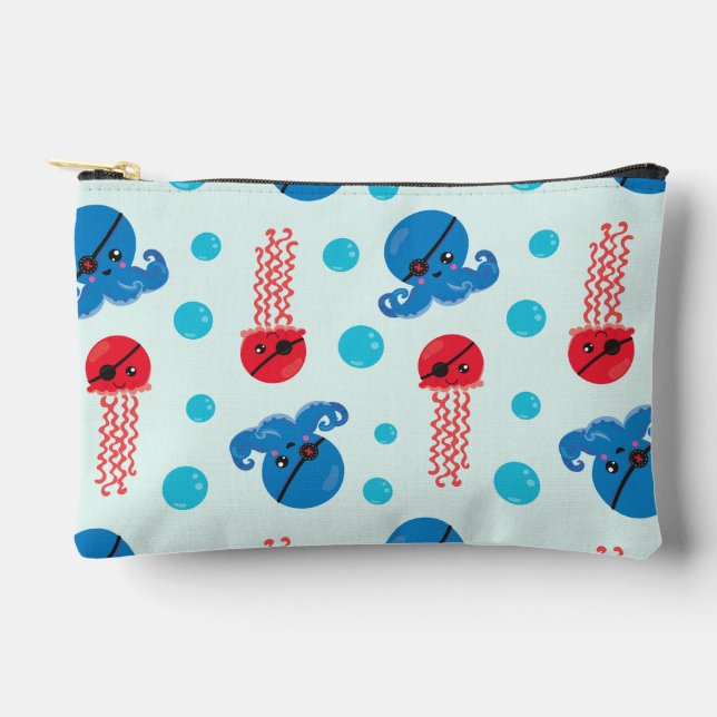 Bolsito Accesorio Pequeño Octopus pirata, medusas piratas, animales marinos (Anverso)