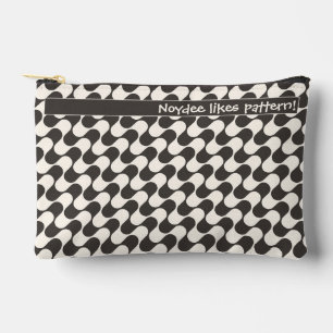 Bolsito Accesorio Pequeño Ondas abstractas en blanco y negro con texto