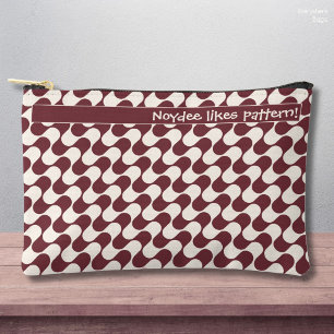 Bolsito Accesorio Pequeño Ondas abstractas rojas y blancas con texto