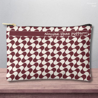 Bolsito Accesorio Pequeño Ondas abstractas rojas y blancas con texto