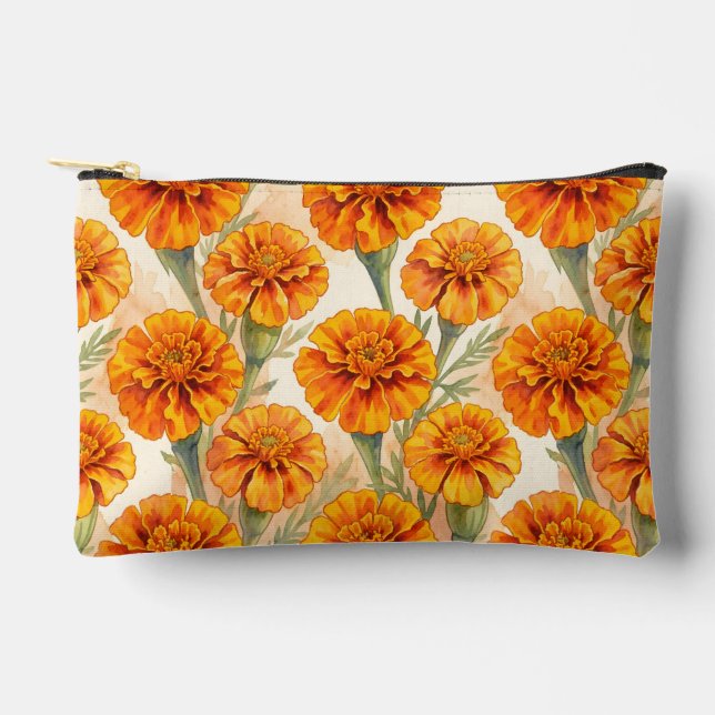 Bolsito Accesorio Pequeño Orange marigold flowers pattern (Anverso)