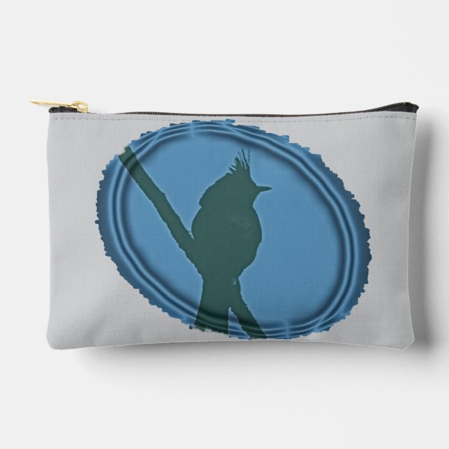 Bolsito Accesorio Pequeño Orgulloso pájaro Nerd Blue Gray Silhouette Birder (Anverso)
