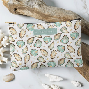 Bolsito Accesorio Pequeño Ostión y Perla de acuarela costera personalizada