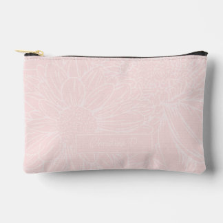 Bolsito Accesorio Pequeño  Pale Pink on Pink Chrysanthemums with Name