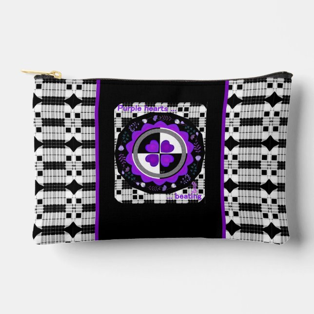 Bolsito Accesorio Pequeño Palizas corazones púrpura de B&W (Anverso)