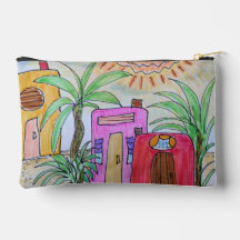 Palmeras y cabañas de playa