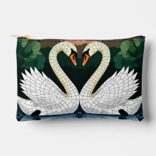 Bolsito Accesorio Pequeño Pareja de cisnes en mosaico formando una forma de