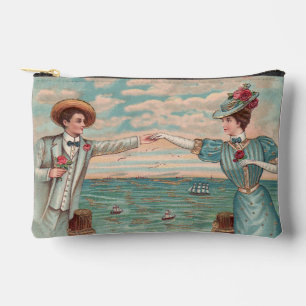 Bolsito Accesorio Pequeño Pareja de novios victorianos en la playa junto al 