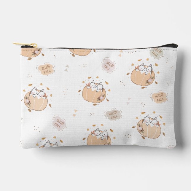 Bolsito Accesorio Pequeño Pastel Autumn Cute Cats (Anverso)