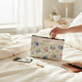 Bolsito Accesorio Pequeño Pastel Floral Watercolor Pink Blue country chic