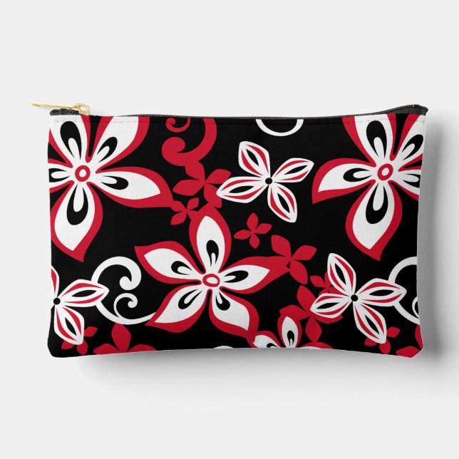 BOLSITO ACCESORIO PEQUEÑO PATRÓN ALOHA HAWAII EN NEGRO/ROJO (Anverso)