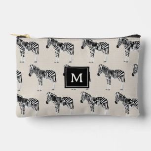 Bolsito Accesorio Pequeño Patrón animal exótico de cebra Monograma Beige