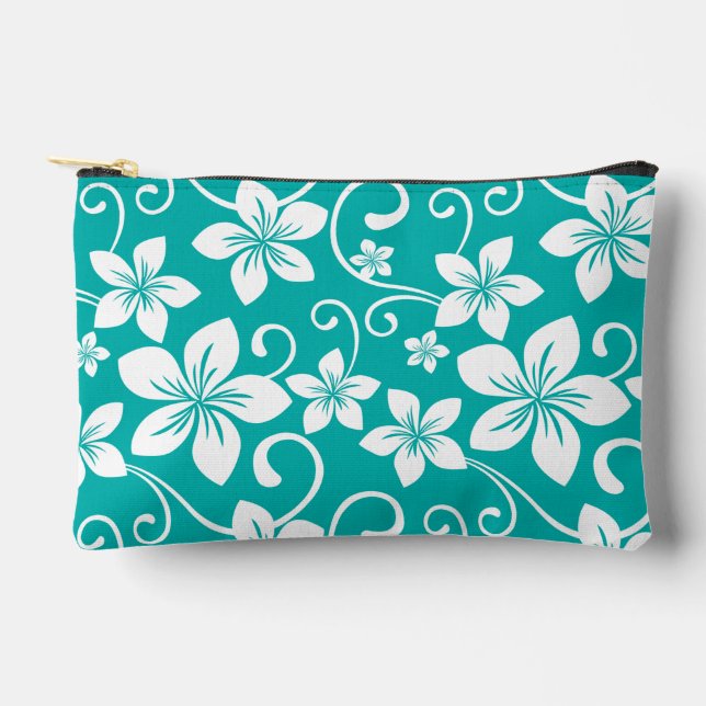 BOLSITO ACCESORIO PEQUEÑO PATRÓN AZUL HAWAII EN VERDE AZULADO (Anverso)