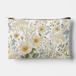 Bolsito Accesorio Pequeño Patrón Botánico de Flor Silvestre Vintage