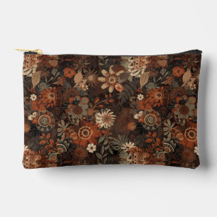 Bolsito Accesorio Pequeño Patrón Botánico de Terracota y Salvia Boho Oscuro