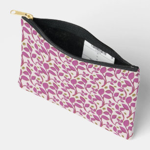 Bolsito Accesorio Pequeño Patrón Botánico de Vid Verde Rosa Flor Elegante