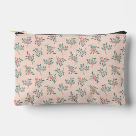 Bolsito Accesorio Pequeño Patrón Botánico Floral Teñido de Azul