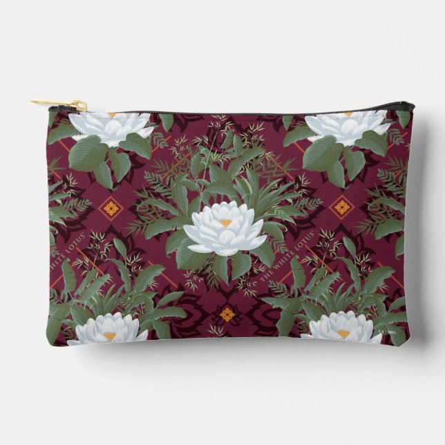 Bolsito Accesorio Pequeño Patrón Crimson Lotus Elegance - El Lotus Blanco (Anverso)