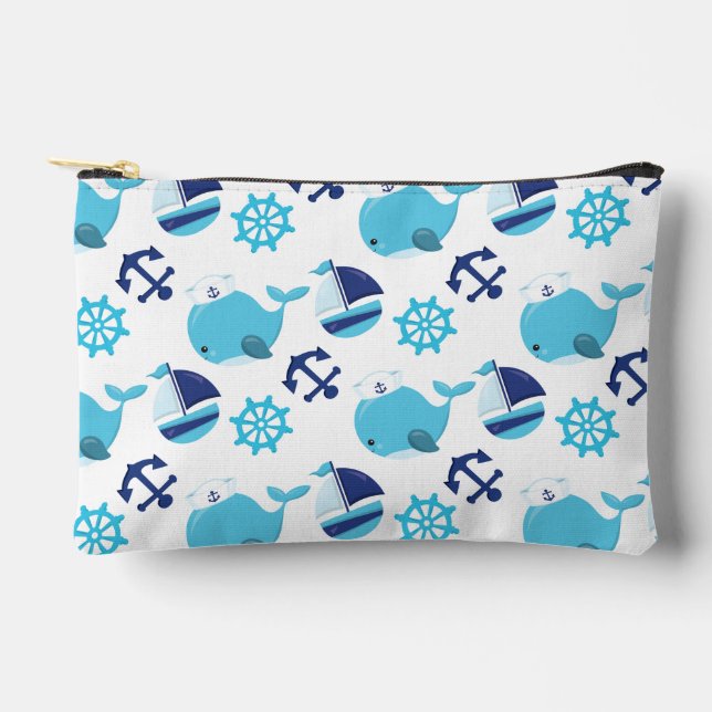Bolsito Accesorio Pequeño Patrón de ballenas, ballenas ricas, ballenas azule (Anverso)