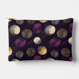 Bolsito Accesorio Pequeño Patrón de círculos abstractos boho de oro púrpura