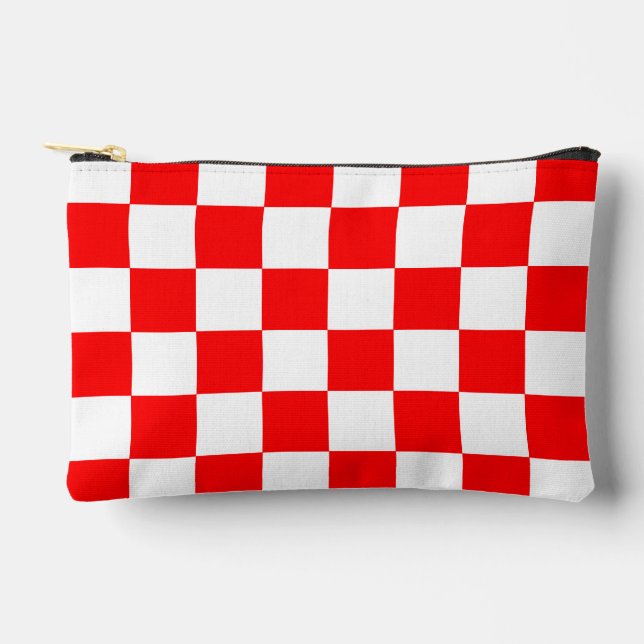 Bolsito Accesorio Pequeño Patrón de comprobación de blanco rojo (Anverso)