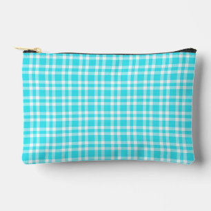Bolsito Accesorio Pequeño Patrón de Cuadro Azul Blanco Pequeño