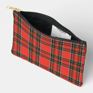 Bolsito Accesorio Pequeño Patrón de Cuadro Escocés Rojo Negro y Blanco