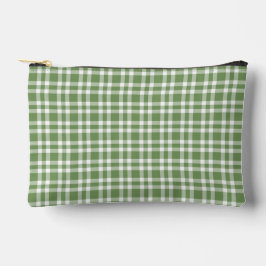 Bolsito Accesorio Pequeño Patrón de Cuadro Pequeño Verde Blanco