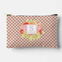 Patrón de cuadros gingham de melocotón naranja pas