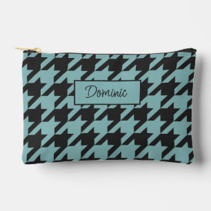 Bolsito Accesorio Pequeño Patrón de cuadros Houndstooth azul marino verde ma