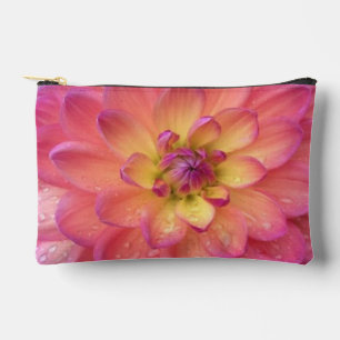 Bolsito Accesorio Pequeño Patrón de Dahlia Rosa y Amarillo