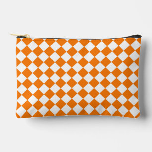Bolsito Accesorio Pequeño Patrón de diamante del verificador blanco naranja