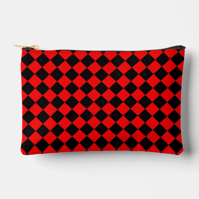 Bolsito Accesorio Pequeño Patrón de diamante negro rojo (Anverso)