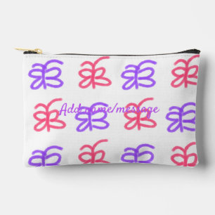 Bolsito Accesorio Pequeño Patrón de doodle de mariposa rosa morado agregar t