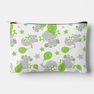 Bolsito Accesorio Pequeño Patrón de Elefantes, Elefantes Cutos - Gris Verde