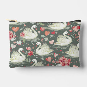 Bolsito Accesorio Pequeño Patrón de elementos de cisnes y corazones elegante