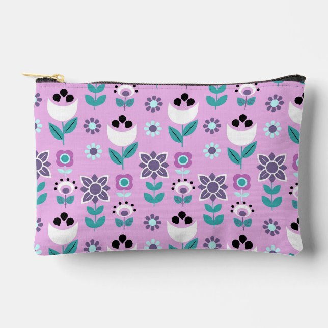 Bolsito Accesorio Pequeño Patrón de flor geométrico escandinavo (Anverso)