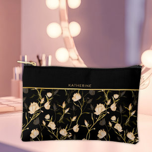 Bolsito Accesorio Pequeño Patrón de flores negras bonito y trendy de chica